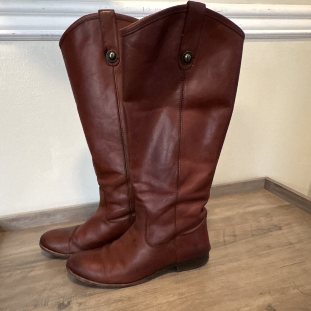 Frye Brown Leather Melissa Knee High Riding Boot Pull-On Women’s 9.5 3477167-COG